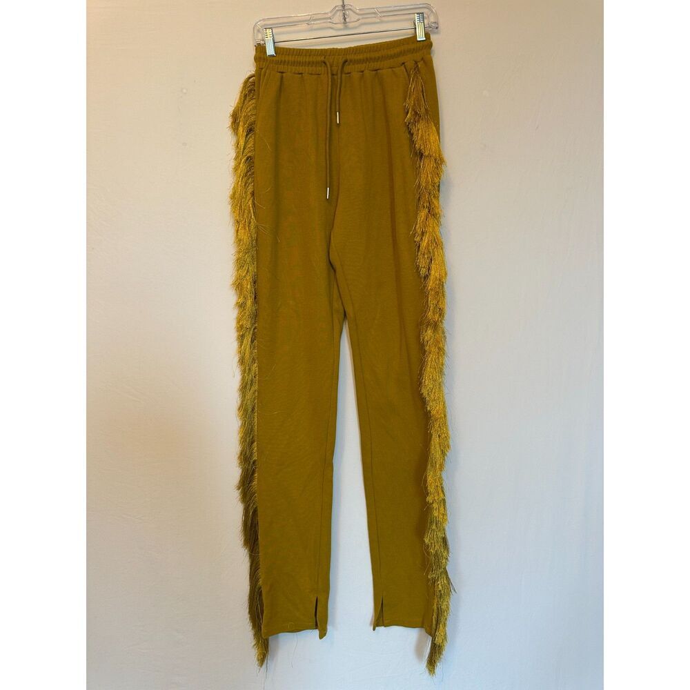 Mina Monroe Mustard Fringe sweats